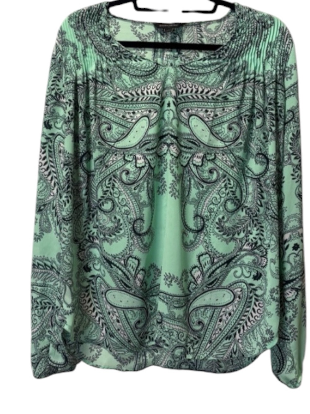 Banana Republic Mint Green Paisley Long-Sleeve Blouse